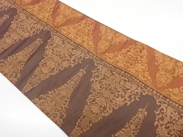 JAPANESE FUKURO OBI / WOVEN ABSTRACT FLOWER ARABESQUE